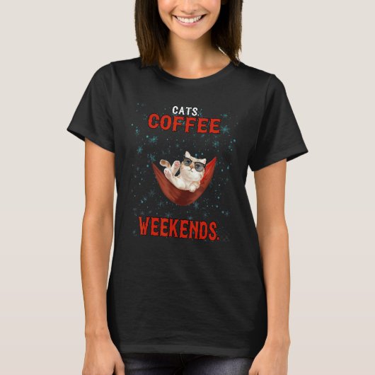T-shirt Chats Café Week-end Sarcastique (Devant)