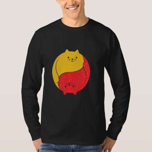 T-shirt Chats Chat Drôle Mignonne Hilarié Yin Yang Chubby (Devant)
