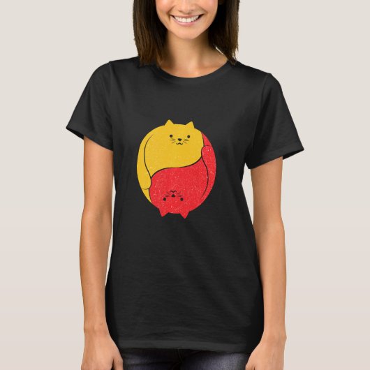 T-shirt Chats Chat Drôle Mignonne Hilarié Yin Yang Chubby (Devant)