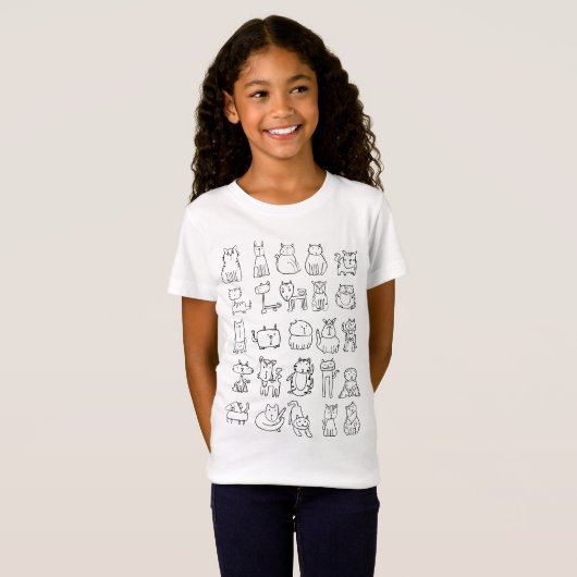 T-Shirt Chats Chatons Et Doodles De Chat (Devant entier)