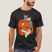 T-shirt Chats Citrouille sculpté Jack-o'-lantern Chat Hall (Devant)
