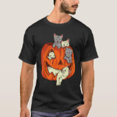 T-shirt Chats Citrouille sculpté Jack-o'-lantern Chat Hall (Devant)