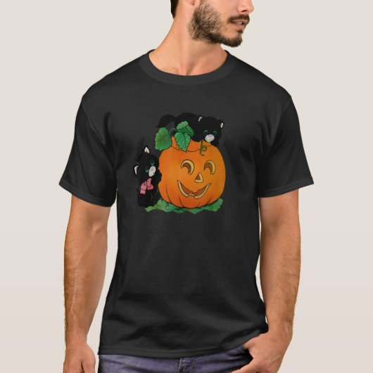 T-shirt Chats citrouilles sculptés Jack-o'-lantern Chat Ha (Devant)