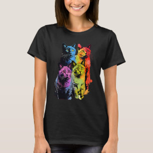 T-shirt Chats colorés design Art Pop pour amoureux des cha