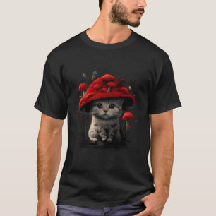 T-shirt Chats Cottagecore Chat esthétique Chat Rouge Champ