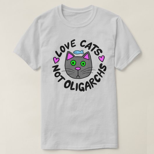 T-shirt Chats d'amour, pas oligarques (Design devant)