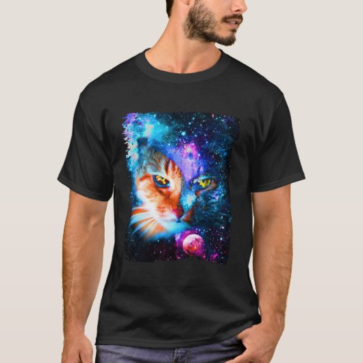 T-shirt Chats Dans L'Espace Galaxy Funny Silly Kitty Anim (Devant)