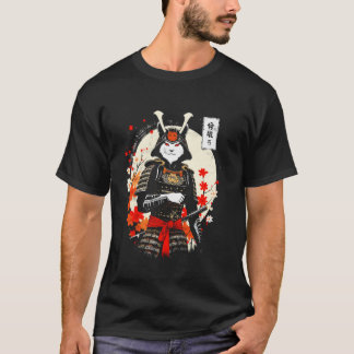 T-Shirt Chats d'Art Japonais Guerrier Japonais Cha