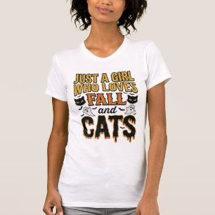 T-shirt Chats d'automne fille d'Halloween Graphisme vintag