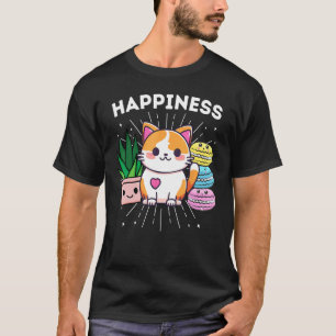 T-shirt Chats de bonheur Plantes Macarons Drôle