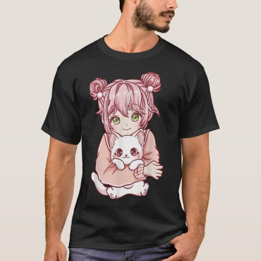 T-shirt Chats de chats pour fille Anime Kawaii (Devant)