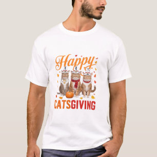 T-shirt Chats de Happy Catsgiving Halloween Thanksgiving F