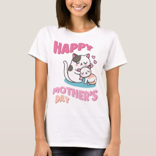 T-shirt Chats de la Fête des Mères, style kawaii