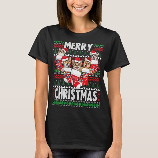 T-shirt Chats de Noël et mignonette Noël Doux moche (Devant)