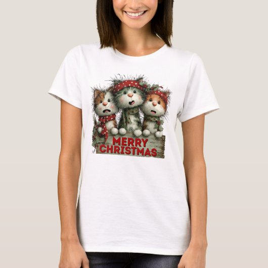 T-shirt Chats de Noël joyeux (Devant)