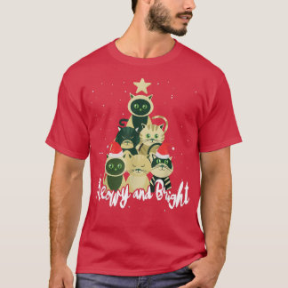 T-shirt Chats De Noël Meowy Et Bright Catmas Cute Cats X