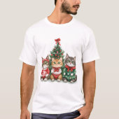 T-shirt Chats de Noël mignons (Devant)