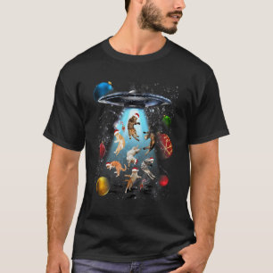 T-shirt Chats de Noël mignons dans des ornements spatiaux