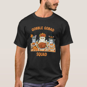 T-shirt Chats de Thanksgiving Drôle de Bande de Dinde Dîne