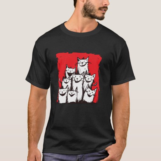 T-shirt Chats déchaînés aiment les expressions joyeuses (Devant)
