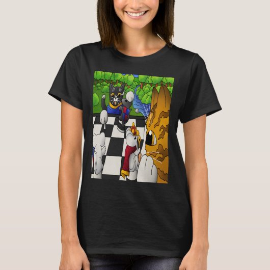 T-shirt Chats d'échecs dans le parc (Devant)