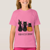 T-shirt Chats d'Halloween avec une citrouille (Devant)