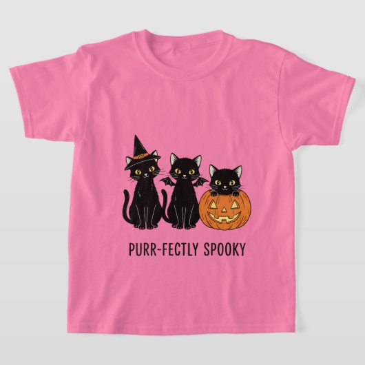 T-shirt Chats d'Halloween avec une citrouille (Poser)