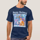 T-shirt Chats d'hiver Pun Meowy Noël (Devant)