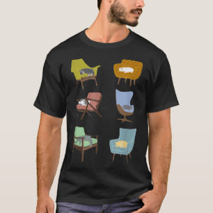 T-shirt Chats dormant sur les chaises modernes du milieu d