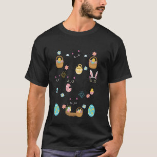T-shirt Chats drôles de jour de Pâques Oreilles de lapin Œ