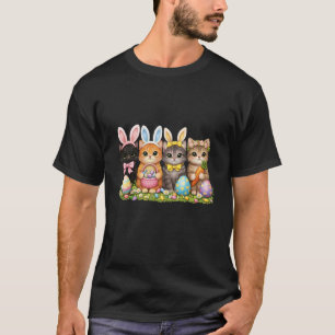 T-shirt Chats drôles de Pâques Oreilles de Lapin Oeufs de
