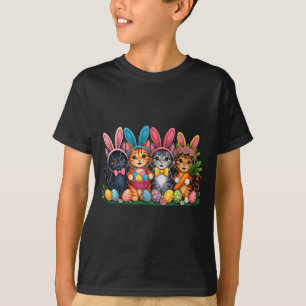 T-shirt Chats drôles de Pâques Oreilles de Lapin Œufs de P