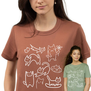 T-shirt Chats Drôles Doodles