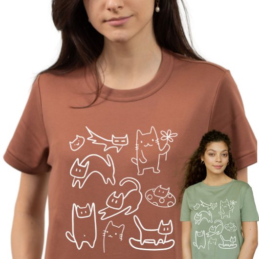 T-shirt Chats Drôles Doodles