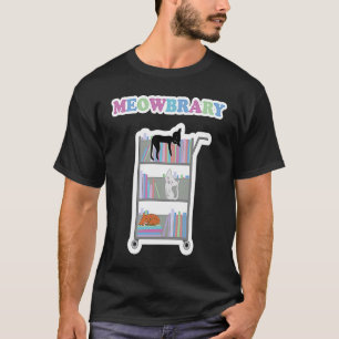 T-shirt Chats en Méowbré sur un panier de bibliothèque