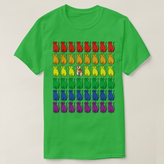 T-shirt Chats en Rainbow Rows pour Fierté (Design devant)