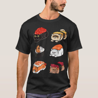 T-shirt Chats en Sushi Kawaii, Chats en Sushi Sleepy_1