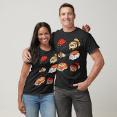 T-shirt Chats en Sushi Kawaii, Chats en Sushi Sleepy_1 (Unisexe)