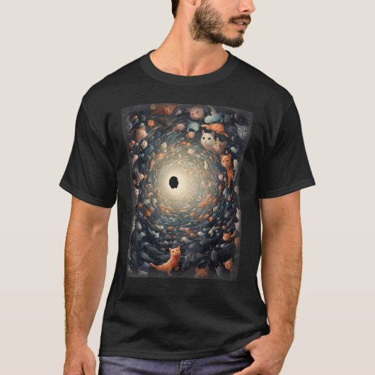 T-shirt Chats en trou noir Chat Chat Maman Chat Papa Chat (Devant)