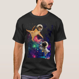 T-shirt Chats et astronautes pug