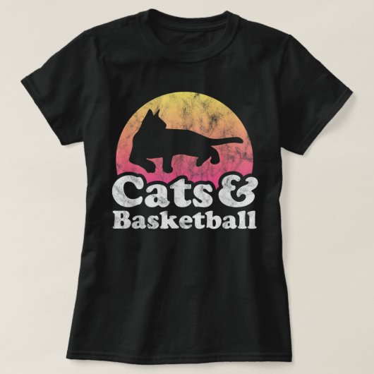 T-shirt Chats et basket-ball Hommes ou femmes Chat et bask (Design devant)