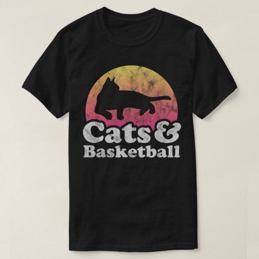T-shirt Chats et basket-ball Hommes ou femmes Chat et bask (Design devant)