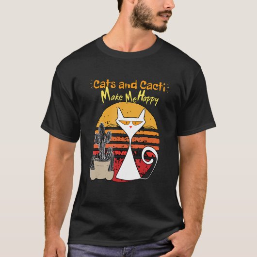 T-shirt Chats Et Cactus Me Rendent Heureux Chats Et Cactus (Devant)