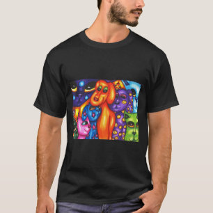 T-shirt chats et chiens colorés art abstrait