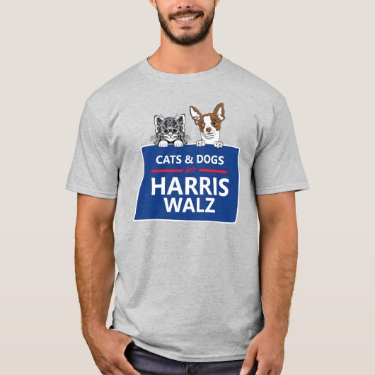 T-shirt Chats et chiens pour Harris Walz (Devant)