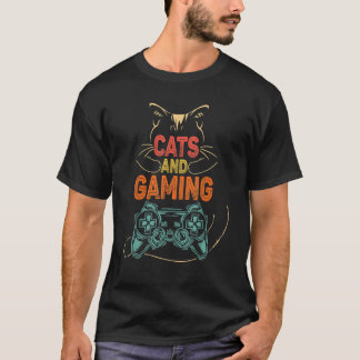 T-shirt Chats Et Jeux Drôle Pour Joueur, Amateur De Chat,
