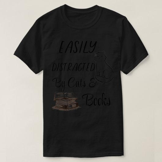 T-shirt Chats Et Livres Facilement Distraits 1 (Design devant)