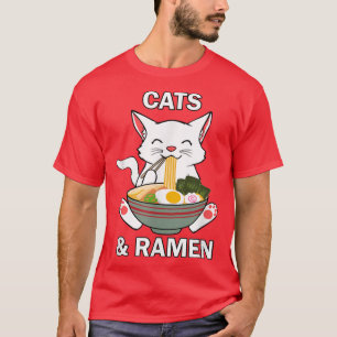 T-shirt Chats et nouilles Ramen Cute Kitty Cute Japonaise