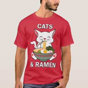 T-shirt Chats et nouilles Ramen Cute Kitty Cute Japonaise