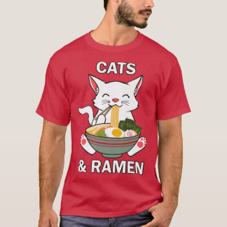 T-shirt Chats et nouilles Ramen Cute Kitty Cute Japonaise